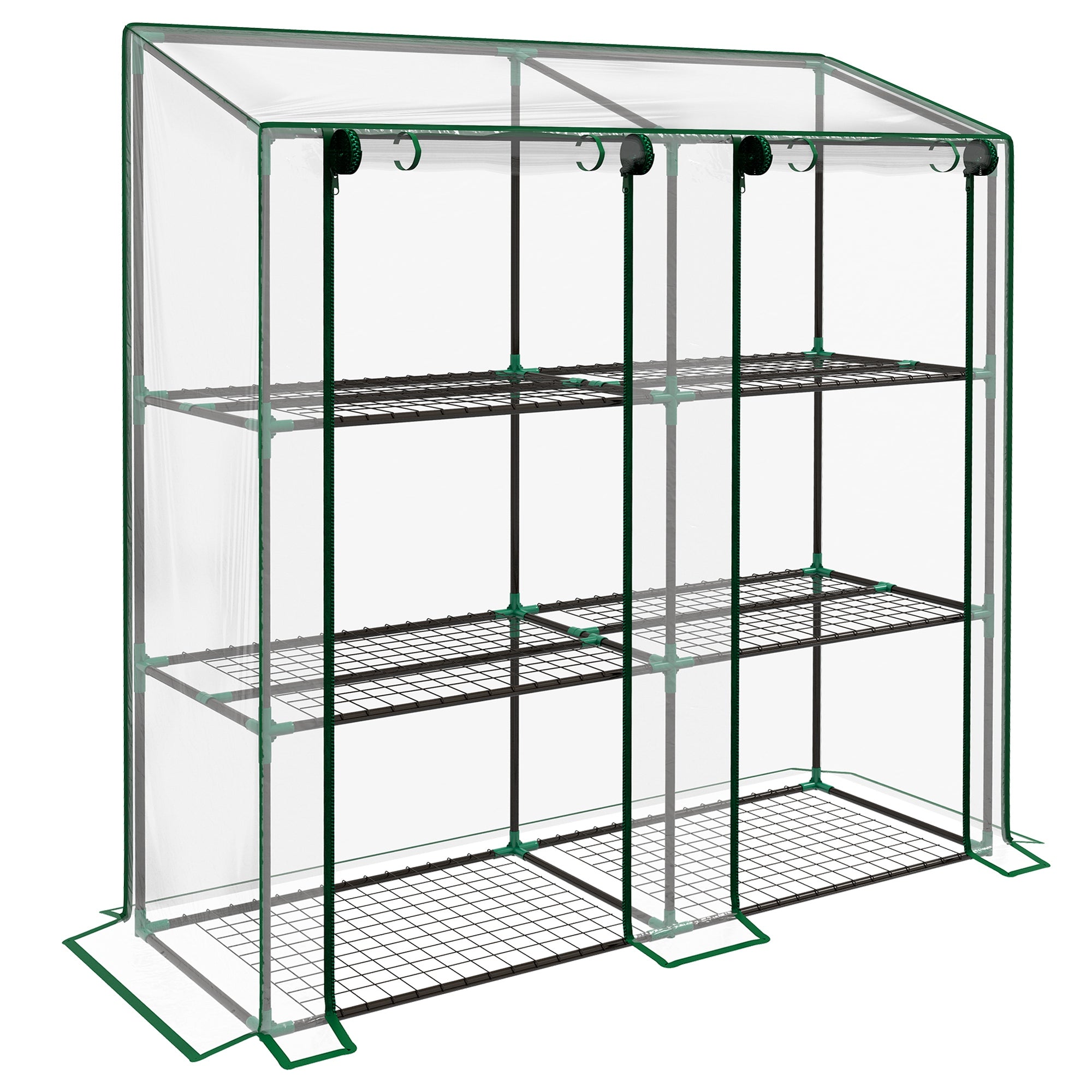 Portable Mini Greenhouse Green House with 3 Tier Shelves, Reinforced Cover, Roll-up Doors, 56.3