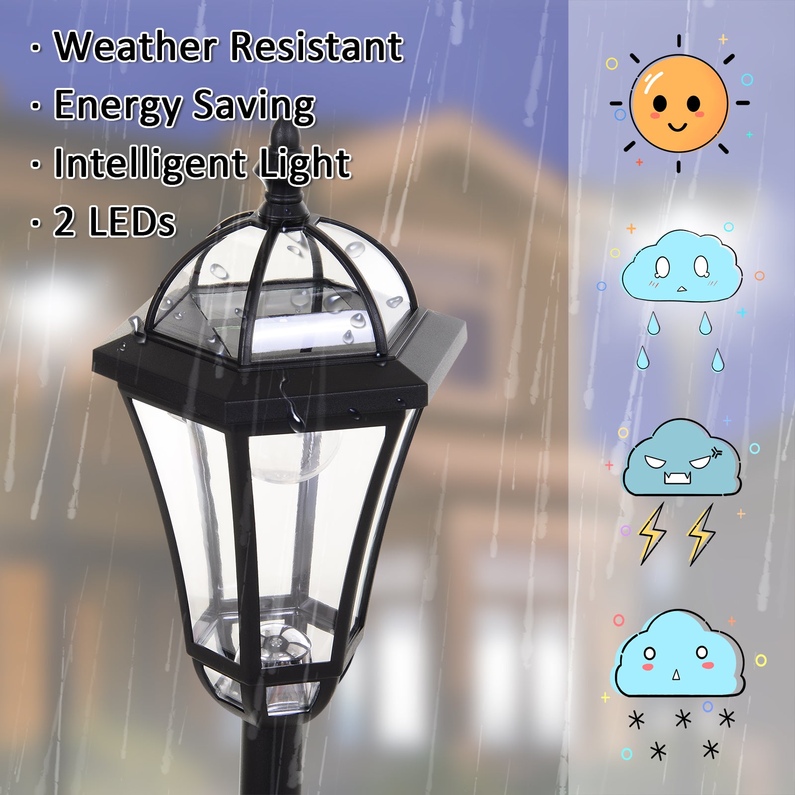 2 Piece LED Garden Lights Lamp Post Solar Powered Auto Switch Outdoor Lantern Patio Pathway Walkway Water-Resist 6 Hours Black Solar Post Lamps at Gallery Canada