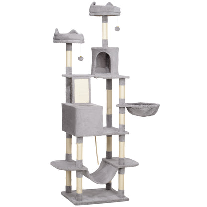 81" Large Cat Tree w/ Scratching Posts, Condos, Beds, Hammocks, Jumping Platforms, Toy Balls, Rope Cat Toy, Light Grey Cat Towers   at Gallery Canada