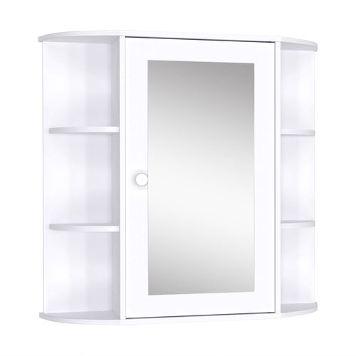 Mirrored Bathroom Wall Cabinet Wall Mounted Medicine Cabinet with Door &; Shelves, White
