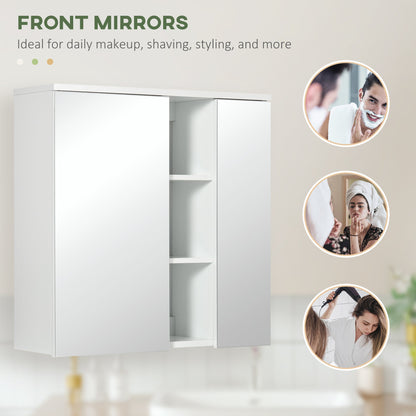 Wall Mounted Medicine Cabinet with Mirror Wall Mirror Cabinet with Doors 3 Open Storage and Adjustable Shelves White - Gallery Canada
