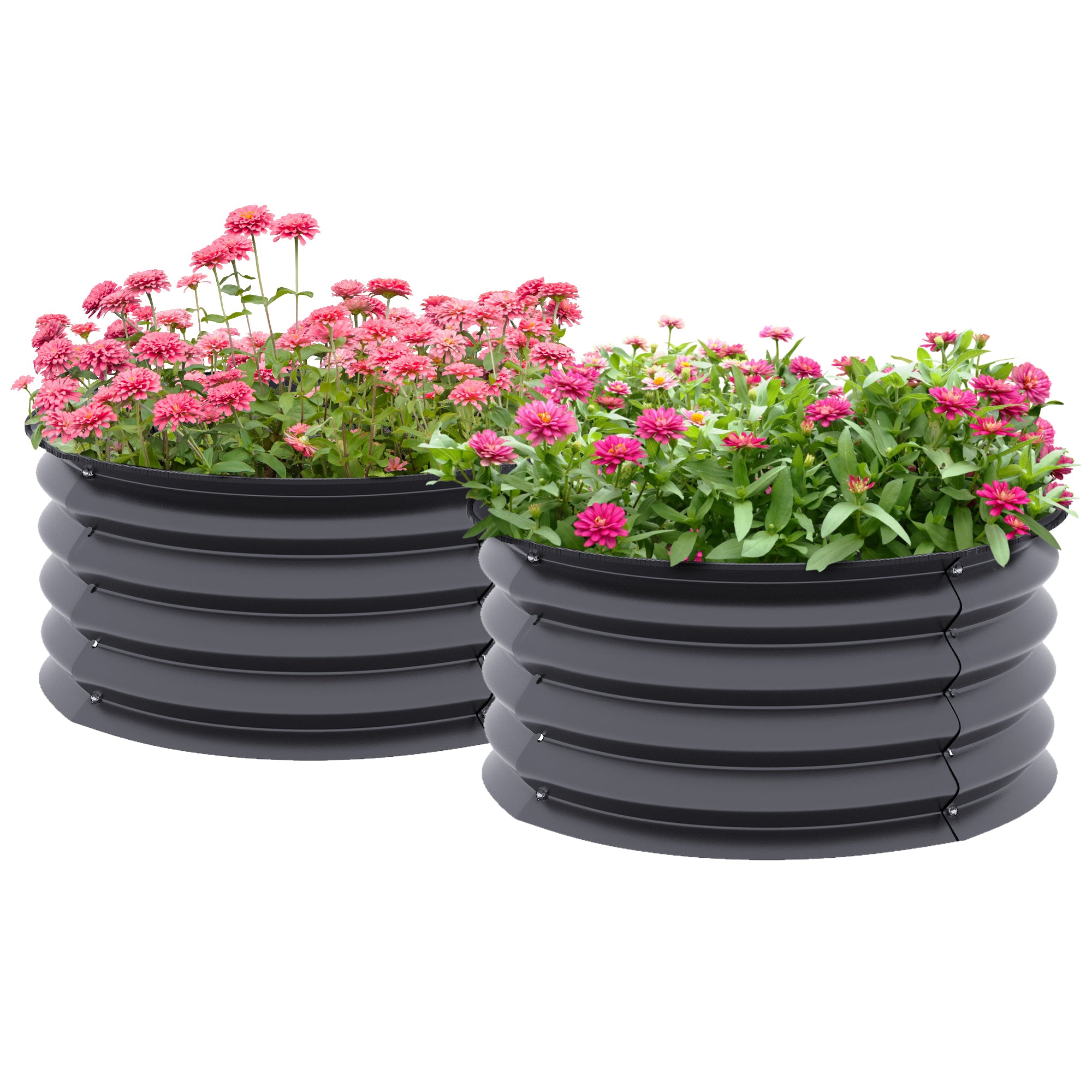 Set of 2 Raised Garden Bed, Metal Planter Box with Safety Edging, Easy-to-assemble Stock Tank, Dark Grey Raised Garden Beds at Gallery Canada