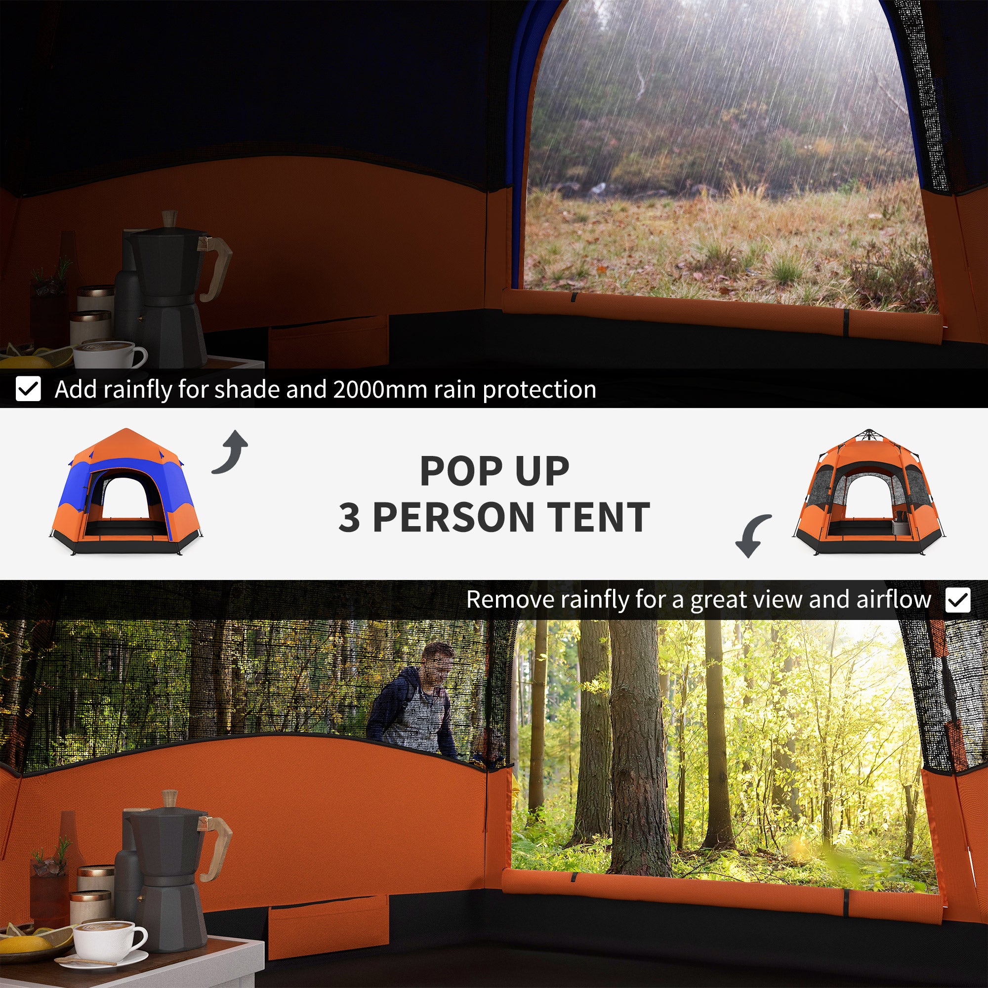Hexagon Double Layer Easy Pop Up Camping Tent 4-6 Person Portable Folding Dome Shelter Hiking Travel Tent All Season Used Camping Tents at Gallery Canada
