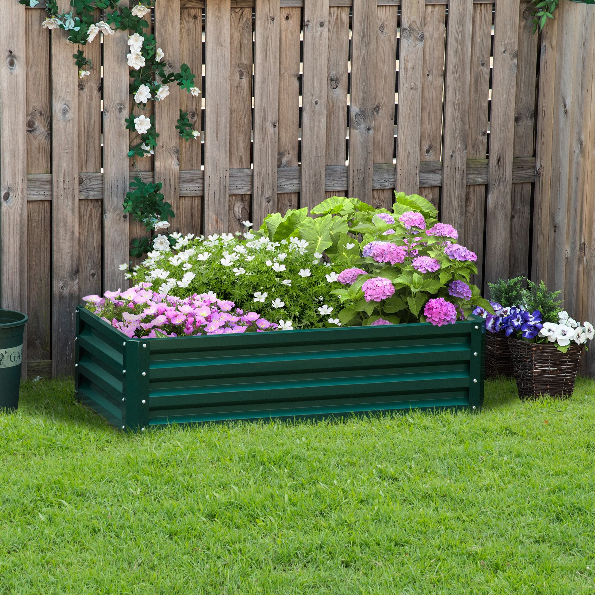 Galvanized Raised Garden Bed, Outdoor Planter Box for Vegetables, Flowers, Herbs, 4' x 2' x 1', Green Galvanized Planter Boxes at Gallery Canada