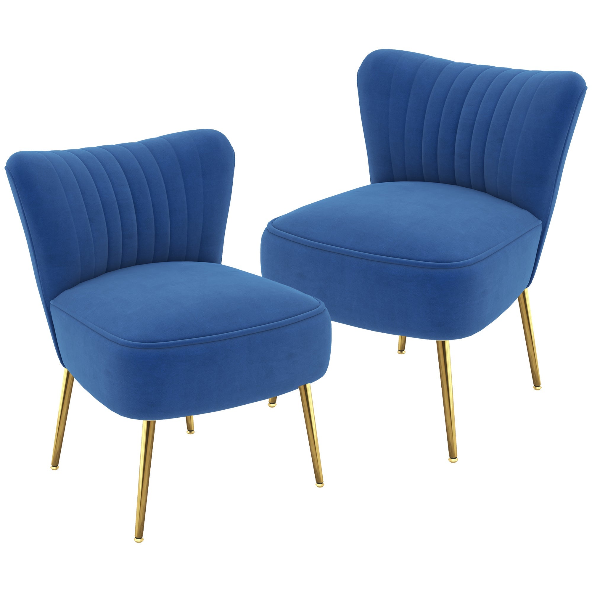 Velvet Lounge Chairs Set of 2, Modern Accent Chairs for Living Room with Gold Steel Legs and Tufting Backrest, Dark Blue Accent Chairs Multi Colour  at Gallery Canada