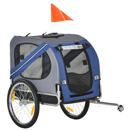 Dog Bike Trailer Pet Cart Bicycle Wagon Cargo Carrier Attachment Foldable for Travel, Blue and Grey Dog Bike Trailers & Strollers   at Gallery Canada