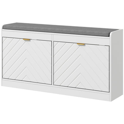 Shoe Storage with Seat, Upholstered Hallway Bench, Shoe Bench with 2 Flip Drawers and 2 Vents for 8 Pairs of Shoes Shoe Storage Cabinets & Racks White  at Gallery Canada