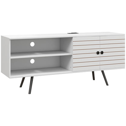 TV Stand Cabinet for 65-Inch, TV Table with Charging Station, Television Stand with Open Shelves, Door and Cable Holes TV Stands   at Gallery Canada