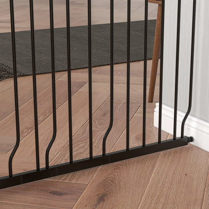 30"- 57" Extra Wide Dog Gate with Door, Double Locking System, Easy Install Pet Gate for Stairs, Hallways, and Doorways, Black Houses, Kennels & Pens   at Gallery Canada