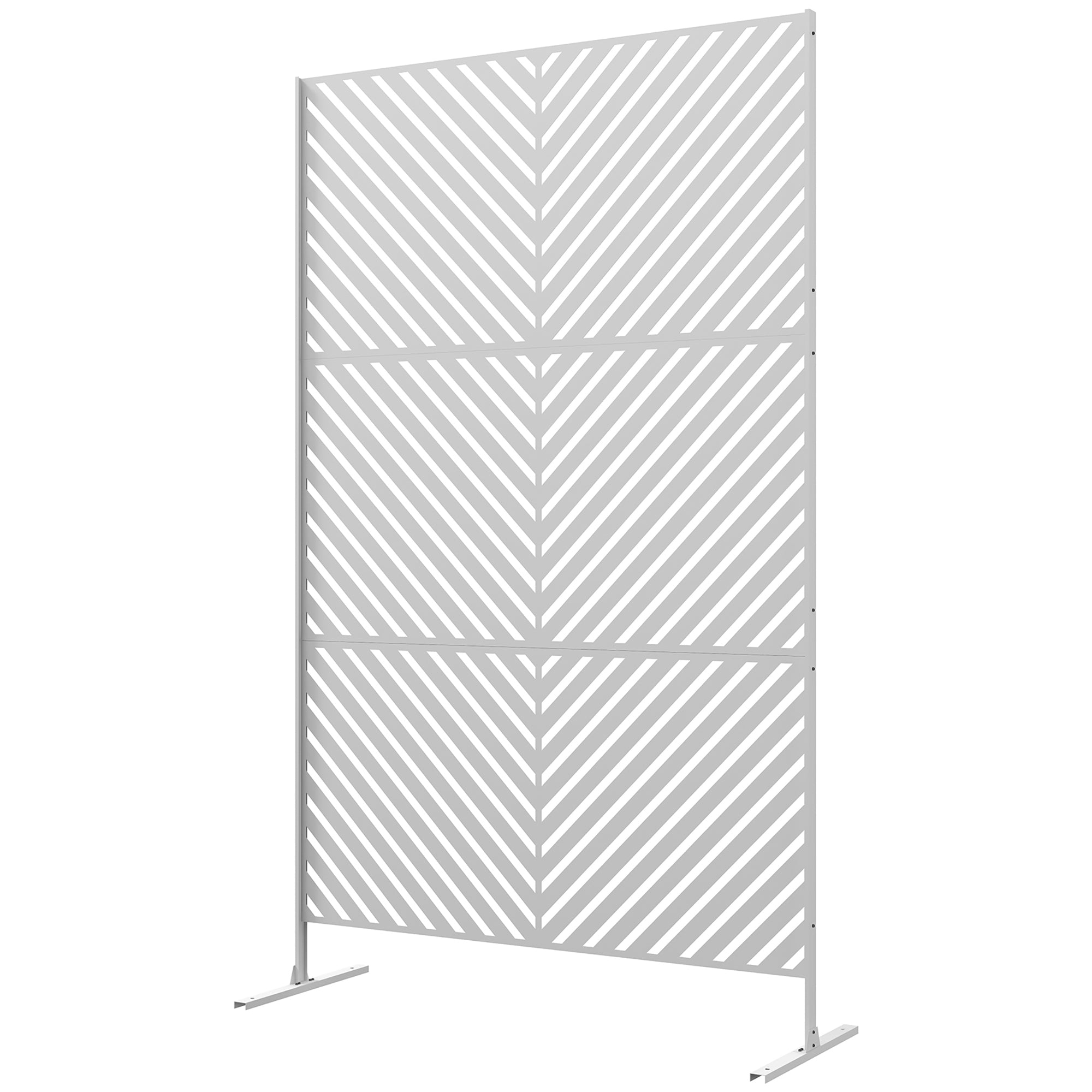 6.5FT Decorative Outdoor Divider, Metal Privacy Screen with Stand, Triangle Style, White Side Awnings White at Gallery Canada