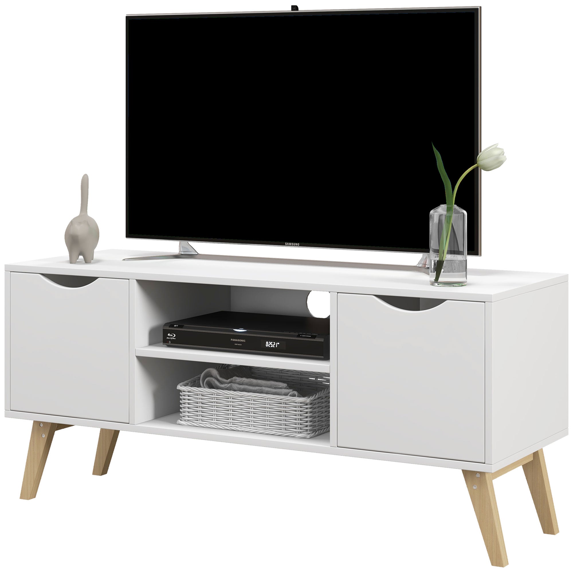 TV Stand with 2 Storage Cabinet Stand for TV's up to 50