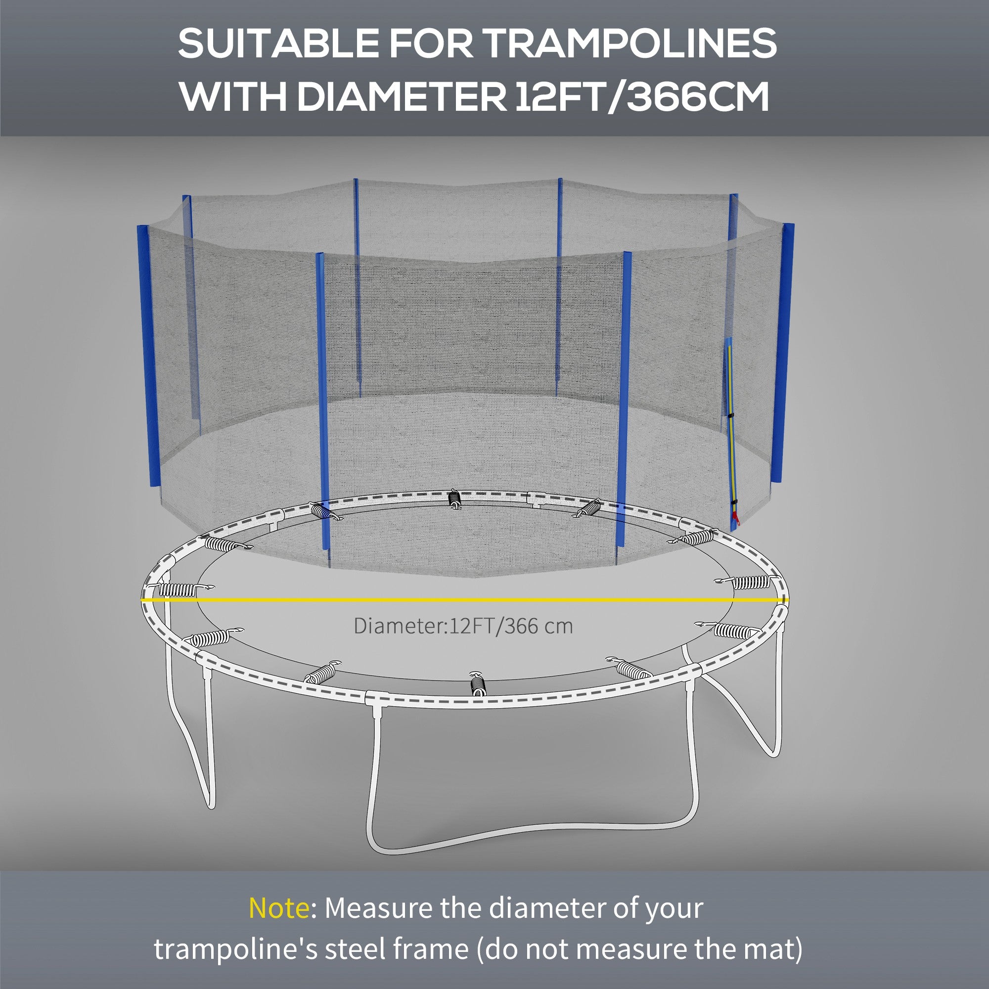 Trampoline Net Enclosure, Trampoline Netting Replacement with Zippered Entrance for 12ft Round Trampoline Trampolines   at Gallery Canada