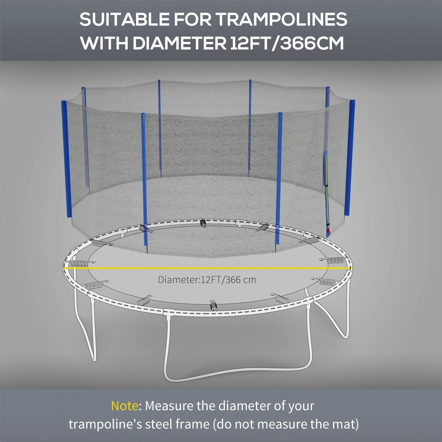 Trampoline Net Enclosure, Trampoline Netting Replacement with Zippered Entrance for 12ft Round Trampoline Trampolines   at Gallery Canada