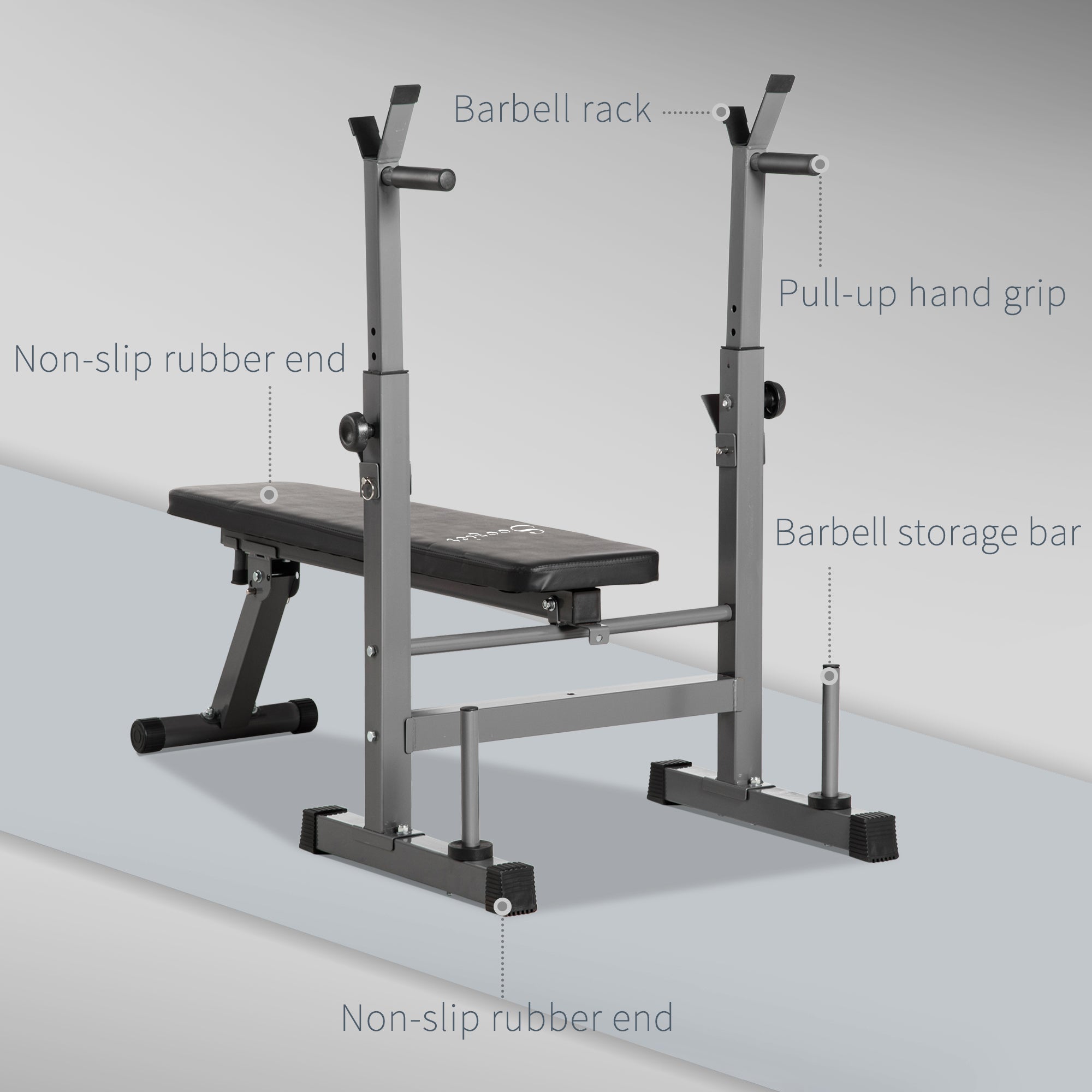 Adjustable Weight Bench, Foldable Bench Press with Barbell Rack and Dip Station for Home Gym, Strength Training Multiuse Workout Bench, Black and Grey Weight Benches   at Gallery Canada