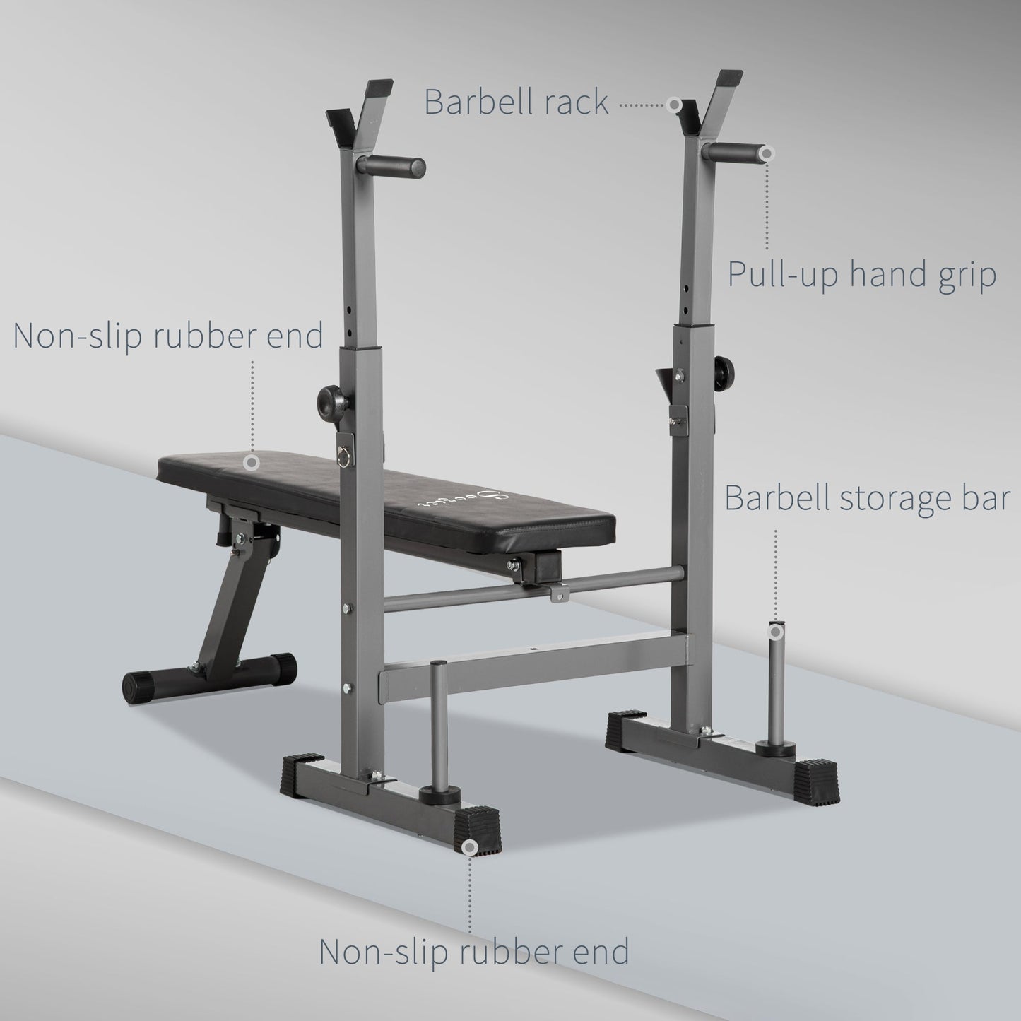 Adjustable Weight Bench, Foldable Bench Press with Barbell Rack and Dip Station for Home Gym, Strength Training Multiuse Workout Bench, Black and Grey Weight Benches   at Gallery Canada