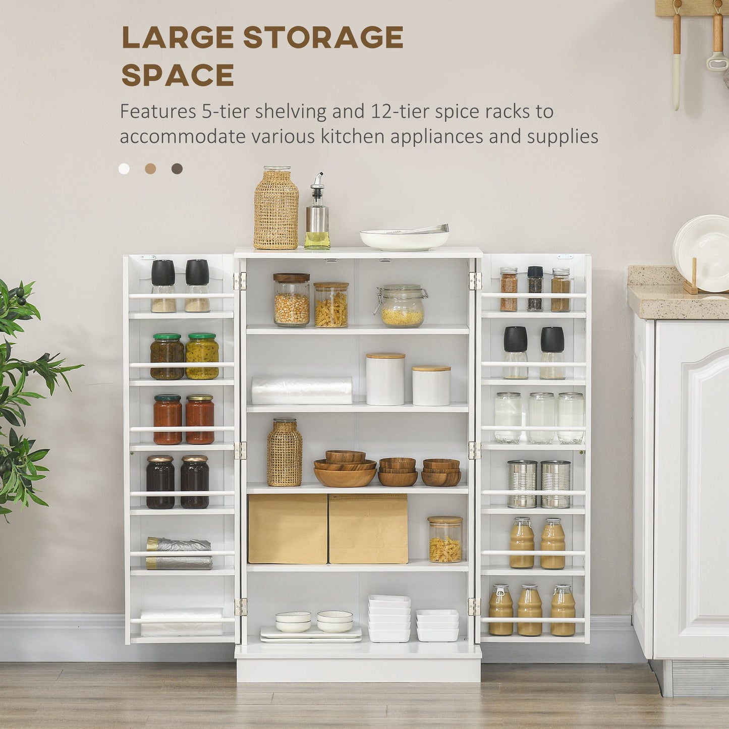 41" Storage Cabinet, 2-Door Kitchen Pantry Cabinet with 5-tier Shelving, 12 Spice Racks and Adjustable Shelves Kitchen Pantry Cabinets   at Gallery Canada