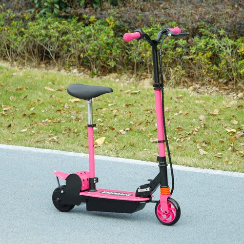 Foldable Electric Scooter for Kids Ages 6-14, with Seat and 2 Adjustable Heights, Max 6km Range &; 12km/h, Pink