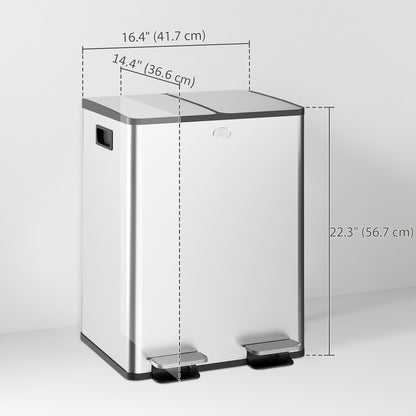 Dual Garbage Bin, Soft-Close Trash Can with Foot Pedal, 2 x 20 Liter Garbage Can with Removable Inner Buckets, Silver Household Supplies at Gallery Canada