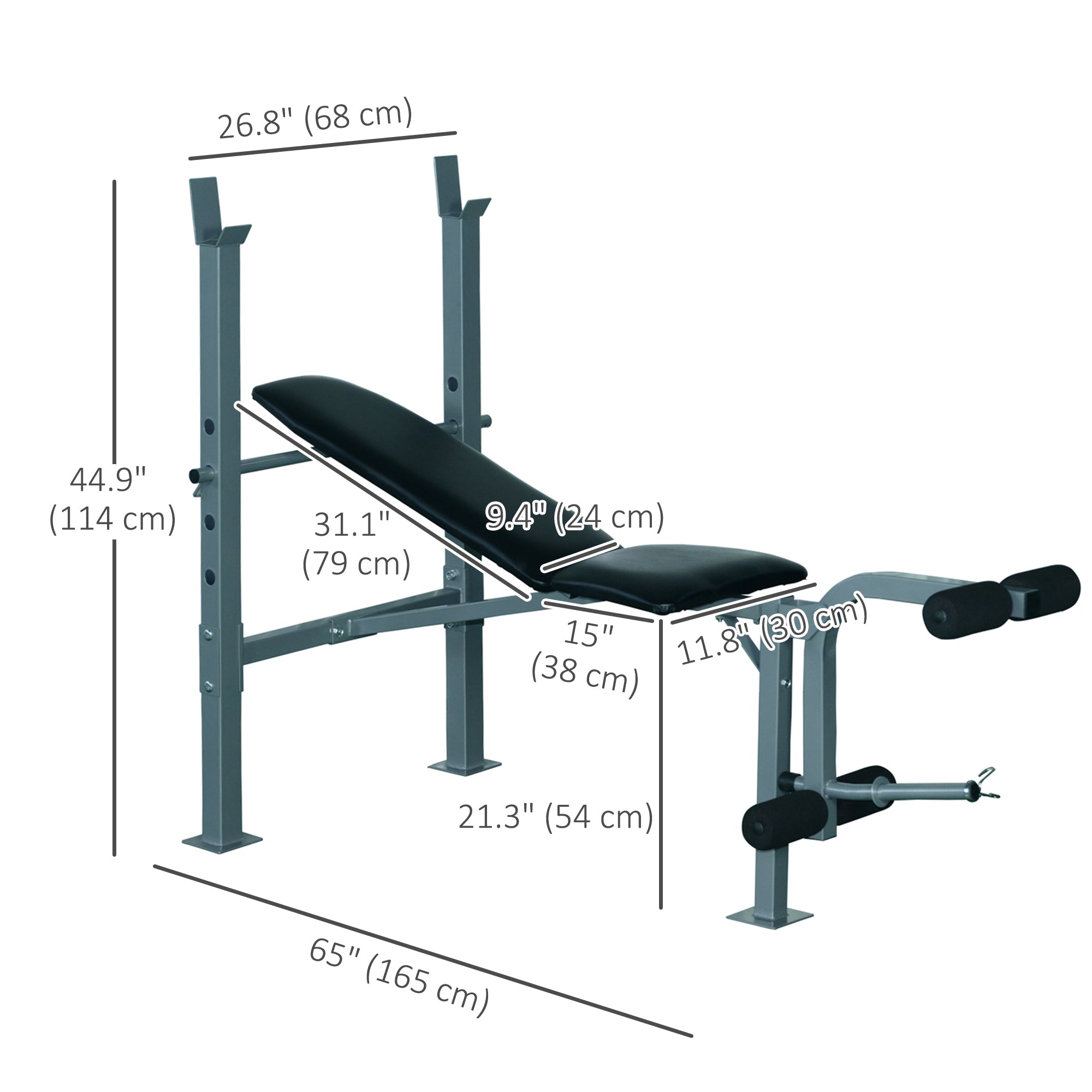 Incline Decline Weight Bench with Leg Extension and Barbell Rack, Adjustable Bench Press Weight Lifting Bench Weight Benches at Gallery Canada