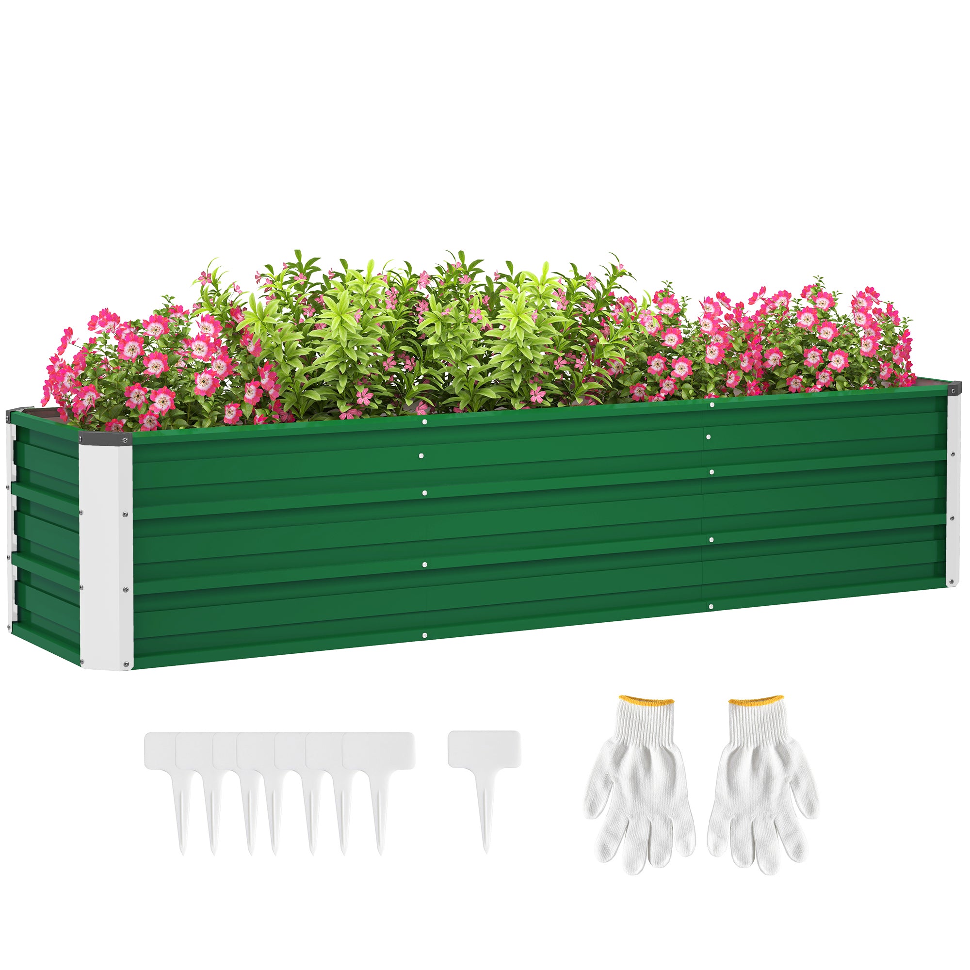 6' x 1.5' x 1.3' Galvanized Raised Garden Bed, Elevated Large Metal Planter Box w/ Install Gloves for Backyard, Patio to Grow Vegetables, Herbs, and Flowers, Green Galvanized Planter Boxes Green at Gallery Canada