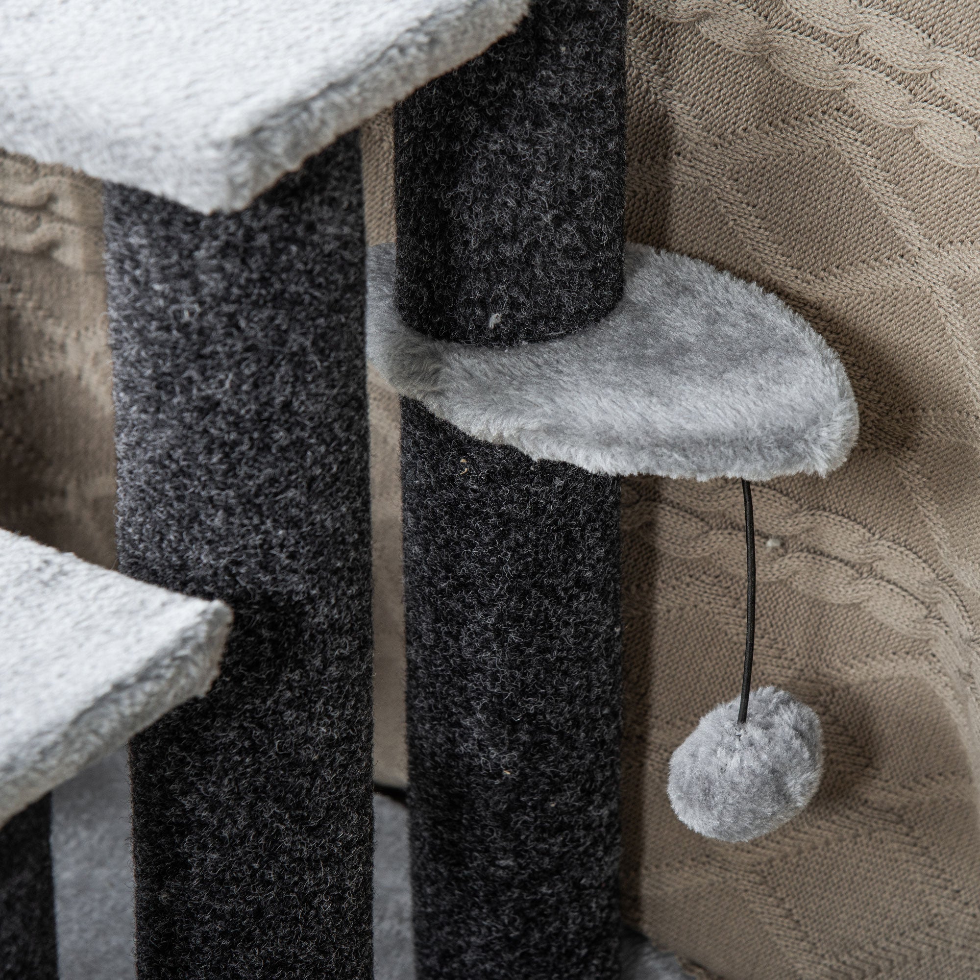 Cat Stairs for Bed, Couch 4 Steps, Small Cat Tree for Indoor Cats with Scratching Posts Toy Ball, Light Gray Cat Stairs   at Gallery Canada