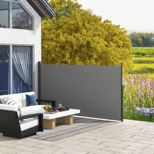 Patio Outdoor Folding Retractable Side Awning Privacy Screen with Resistance to UV Rays &; Wind, 118