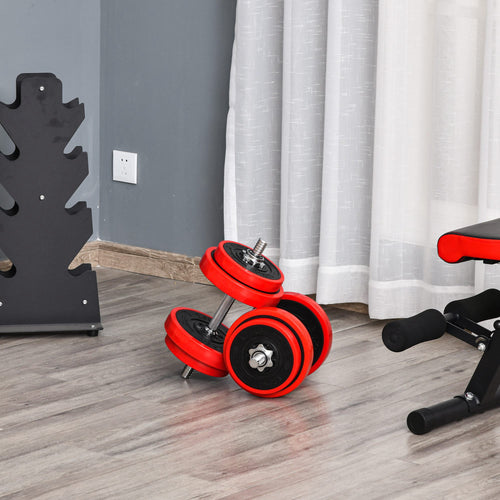 44lbs 2-In-1 Dumbbell &; Barbell Adjustable Set Strength Muscle Exercise Fitness Plate Bar Clamp Rod Home Gym Sports Area
