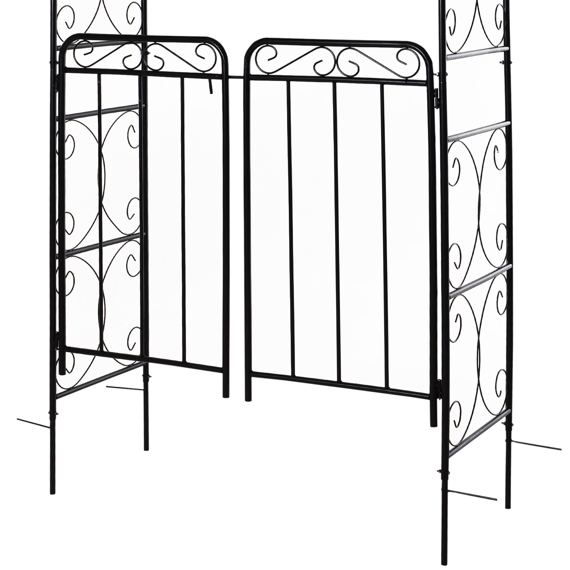 7' Metal Garden Arbor Arch with Scrollwork Doors for Ceremony, Weddings, Party, Backyard, Lawn Garden Arches at Gallery Canada