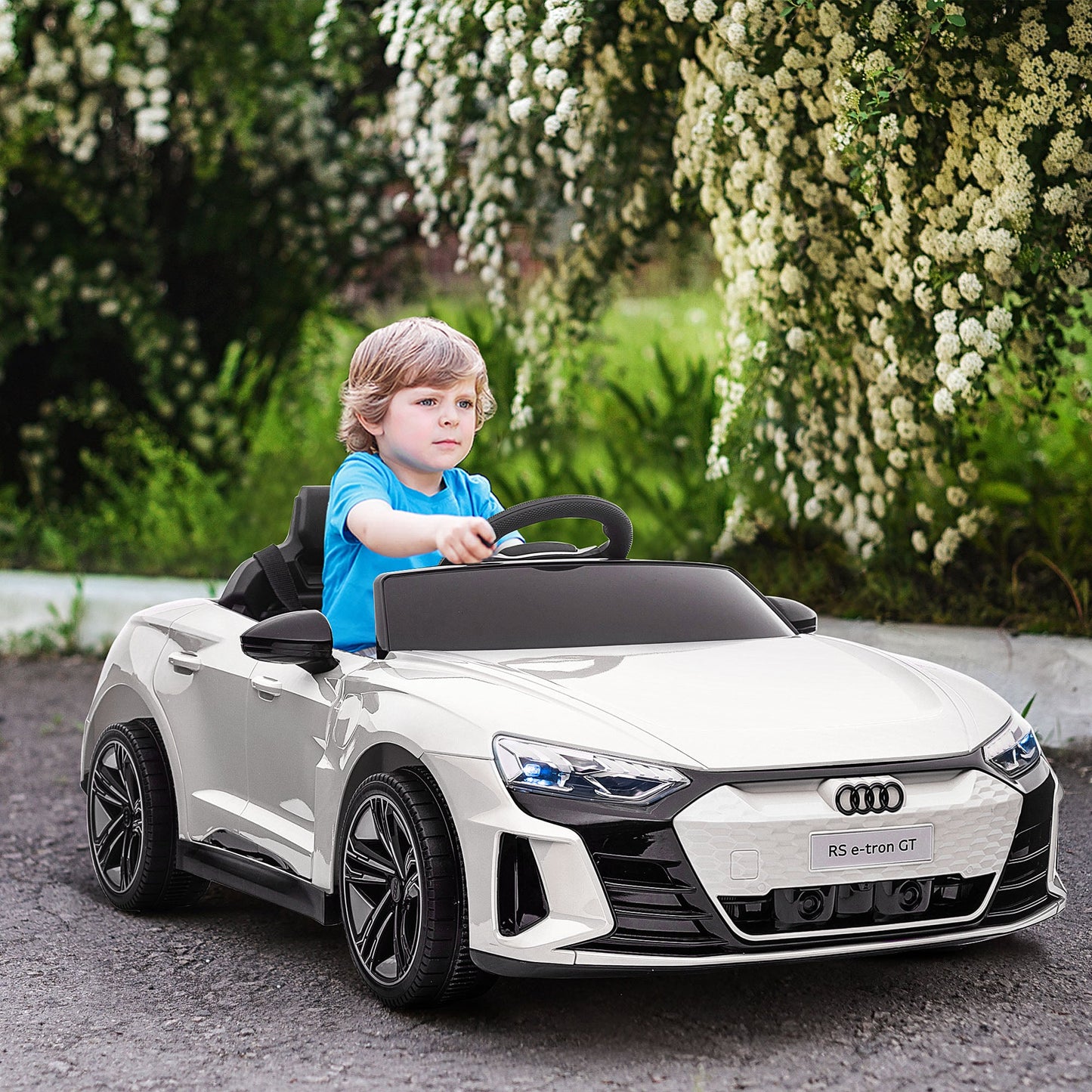 Electric Ride On Car with Remote Control, 12V 3.1 MPH Kids Ride-On Toy for Boys and Girls with Suspension System, Horn Honking, Music, Lights, White Electric Toy Cars   at Gallery Canada