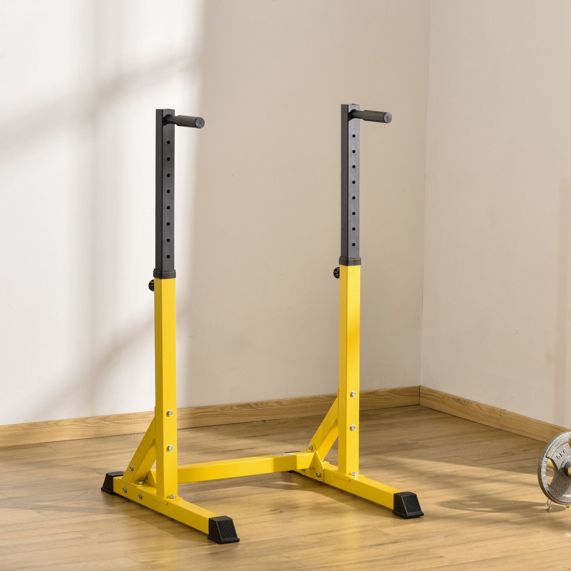 Dip Station, Body Press Parallel Bar with 10 Adjustable Height, Home Gym Workout Trainer Dip Bar, Yellow Power Towers   at Gallery Canada