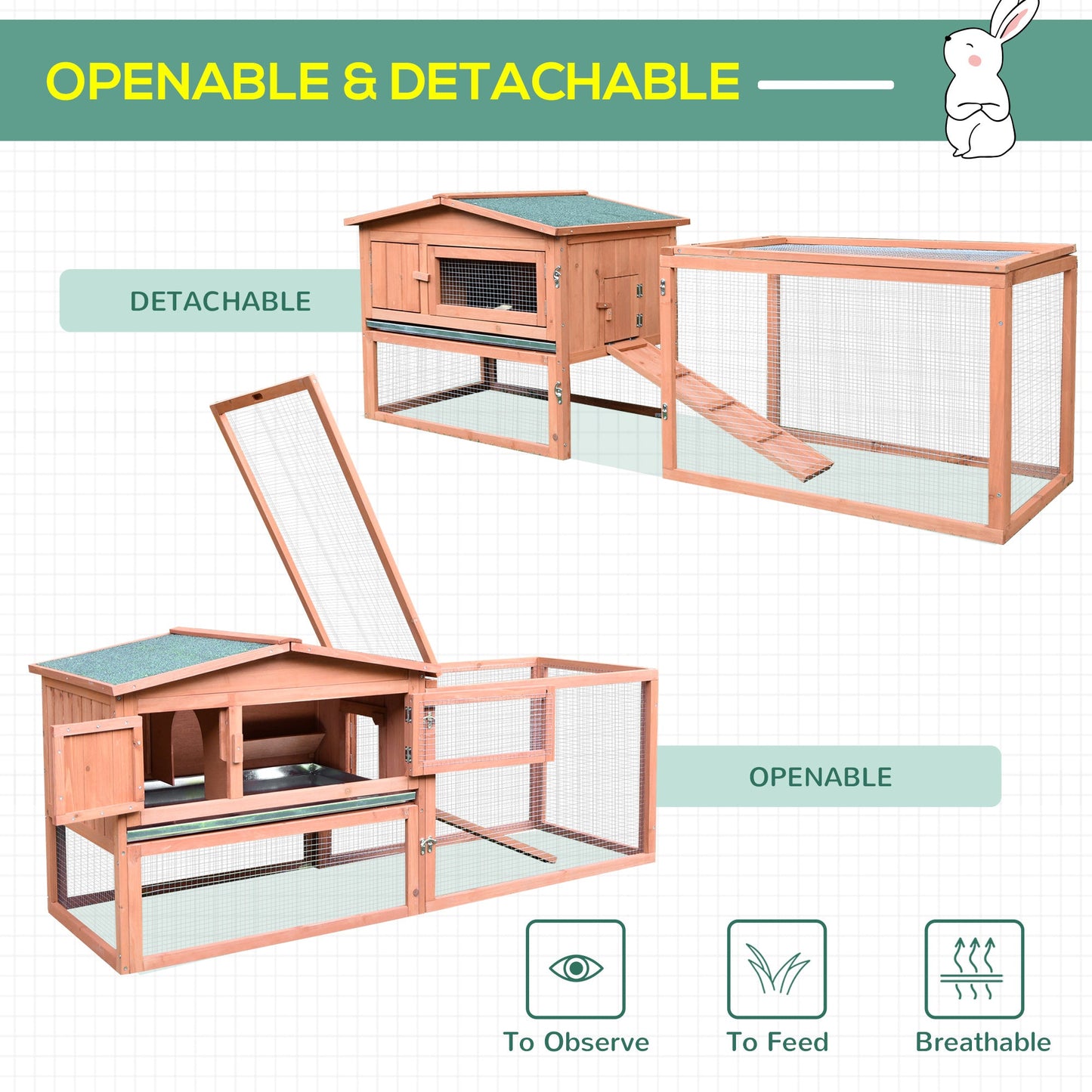 Wooden Rabbit Hutch Cage Bunny House Chicken Coop Habitats with Run Rabbit Hutch   at Gallery Canada