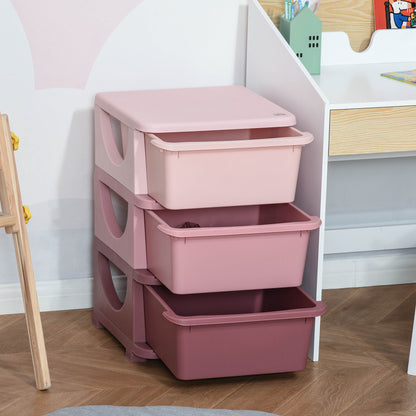 3 Tier Kids Toy Organizer and Storage Bins with 3 Plastic Drawers, Pink Baby & Kids Storage   at Gallery Canada