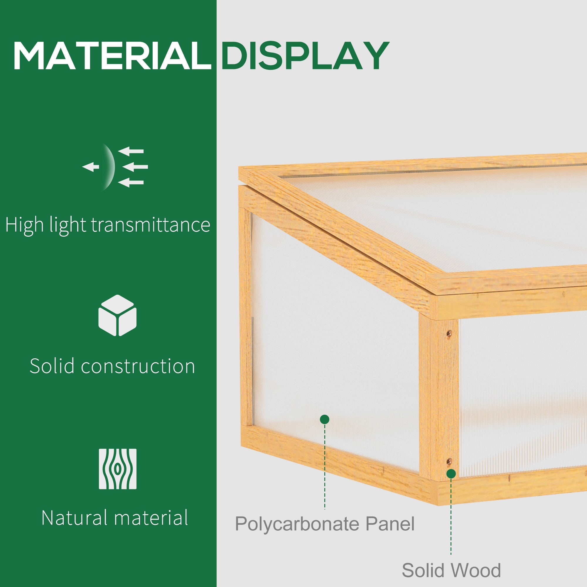 Portable Wooden Cold Frame Greenhouse Planter with Openable Top, Light Brown Cold Frame Greenhouses   at Gallery Canada