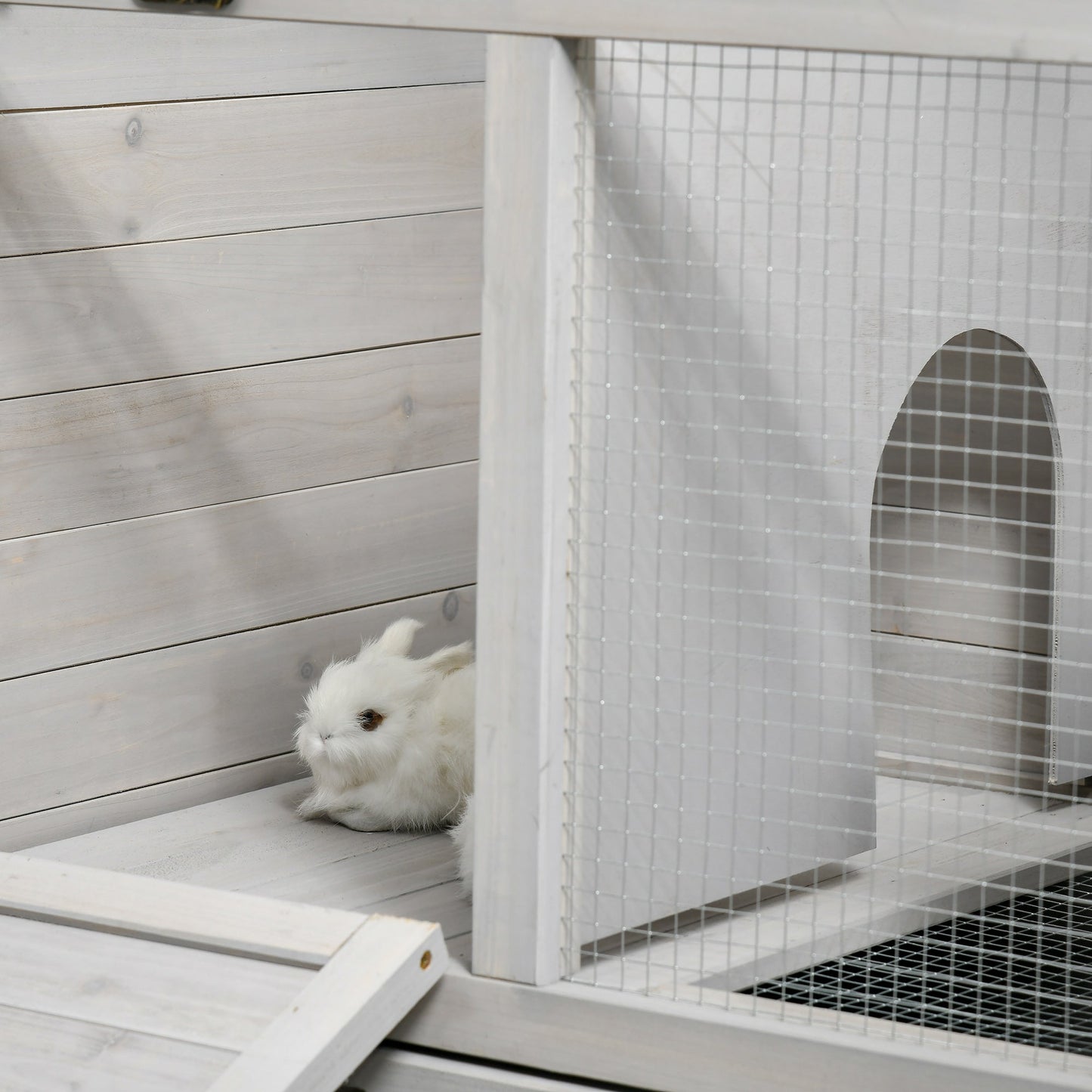 Wooden Rabbit Hutch with Wheels, Dividers for Indoor Outdoor Rabbit Hutch   at Gallery Canada