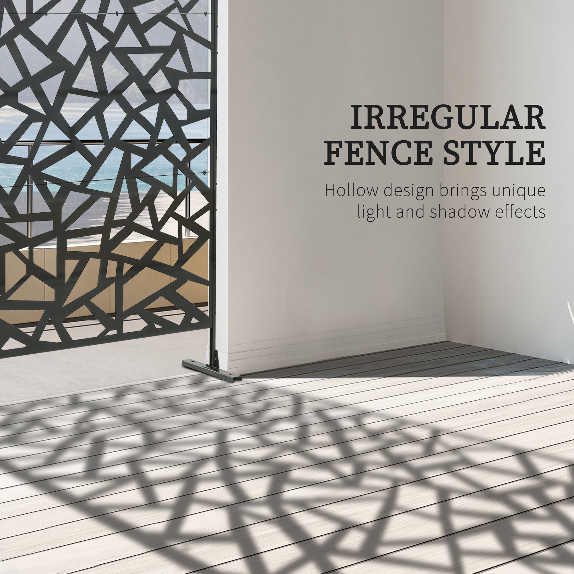 Metal Outdoor Privacy Screen, Decorative Outdoor Divider with Stand and Expansion Screws, Freestanding Privacy Panel for Garden Backyard Deck, Irregular Fence Style Side Awnings at Gallery Canada