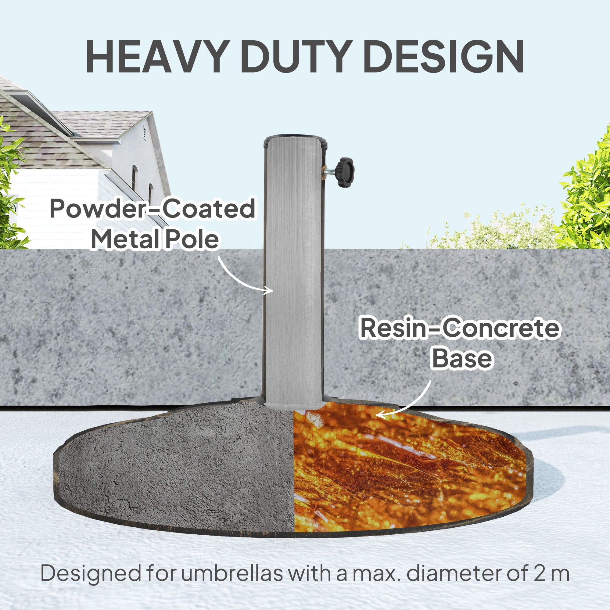 Round Patio Umbrella Base, 26 lbs Resin Umbrella Stand Base, Outdoor Umbrella Stand for 1.3