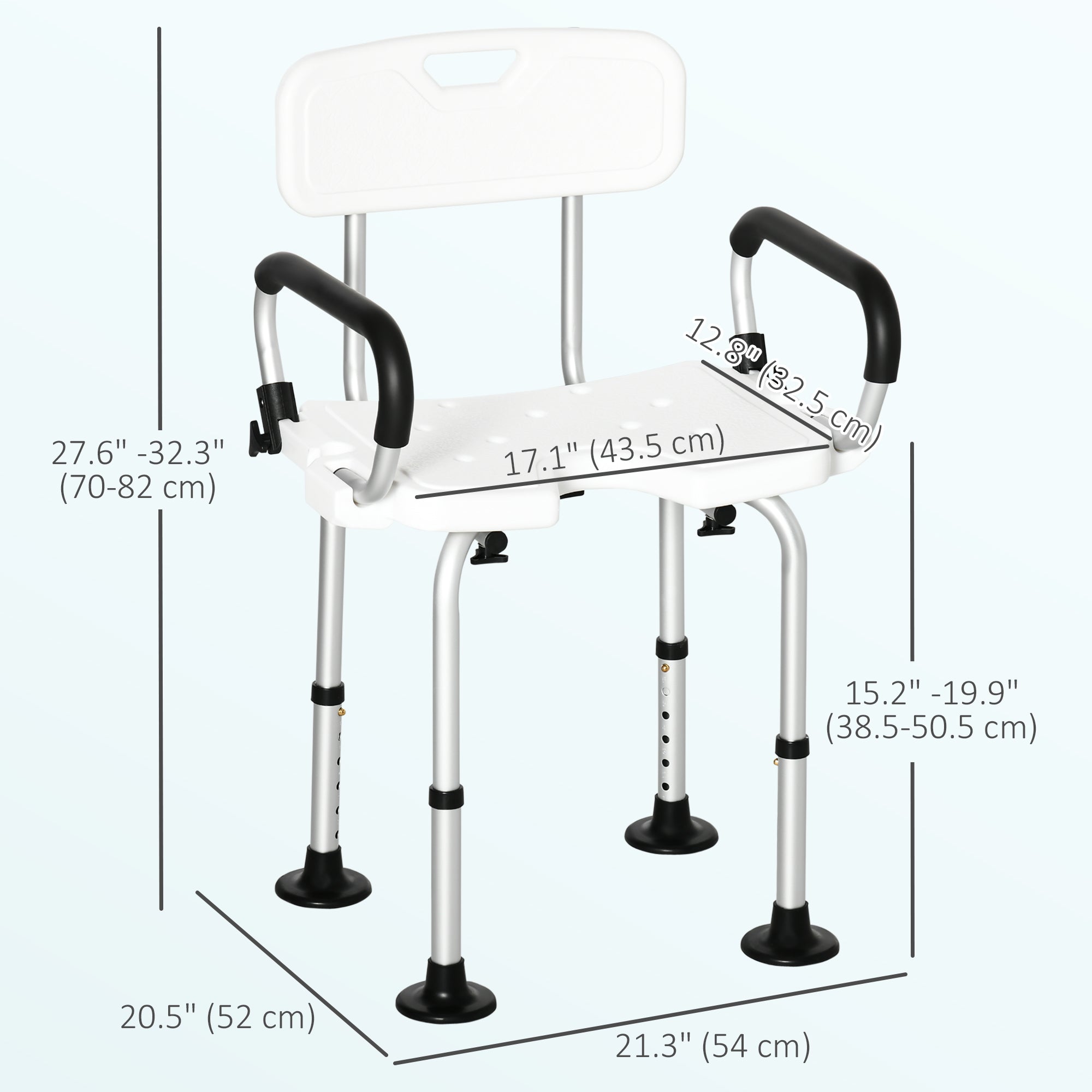 Adjustable Shower Chair, Bath Chair with U Shaped Seat, Anti-slip Shower Bench for Seniors, Tool-Free Assembly, 299lbs Bath Chairs at Gallery Canada