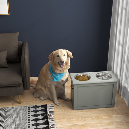 Elevated Dog Bowls with Storage for Large Dogs - 2 Stainless Steel Bowls, Grey Dog Bowls   at Gallery Canada