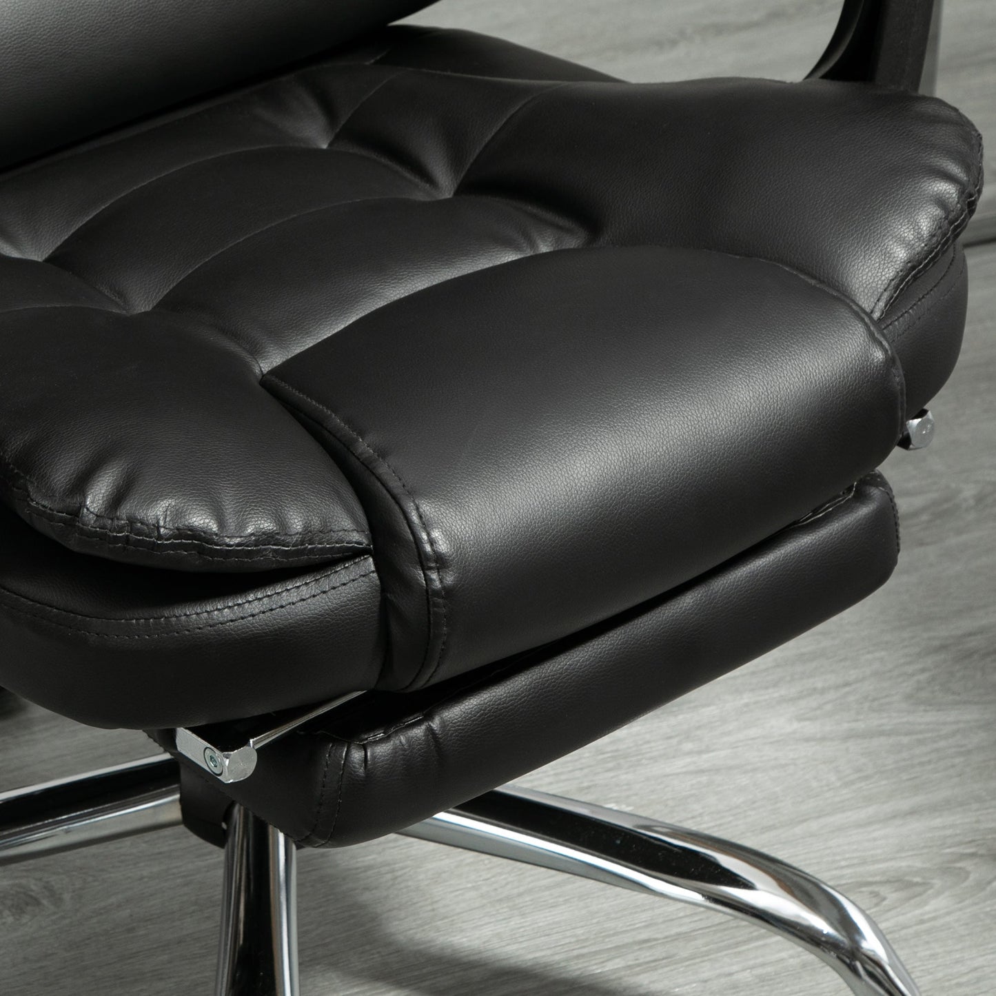 High Back Office Chair PU Leather Executive Office Chair with Retractable Footrest Padded Armrest Black Executive & Manager Chairs   at Gallery Canada