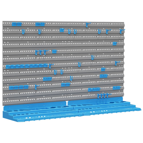 54 Piece Pegboard and Shelf Tool Organizer Wall Mounted DIY Garage Storage with 50 Hooks Blue