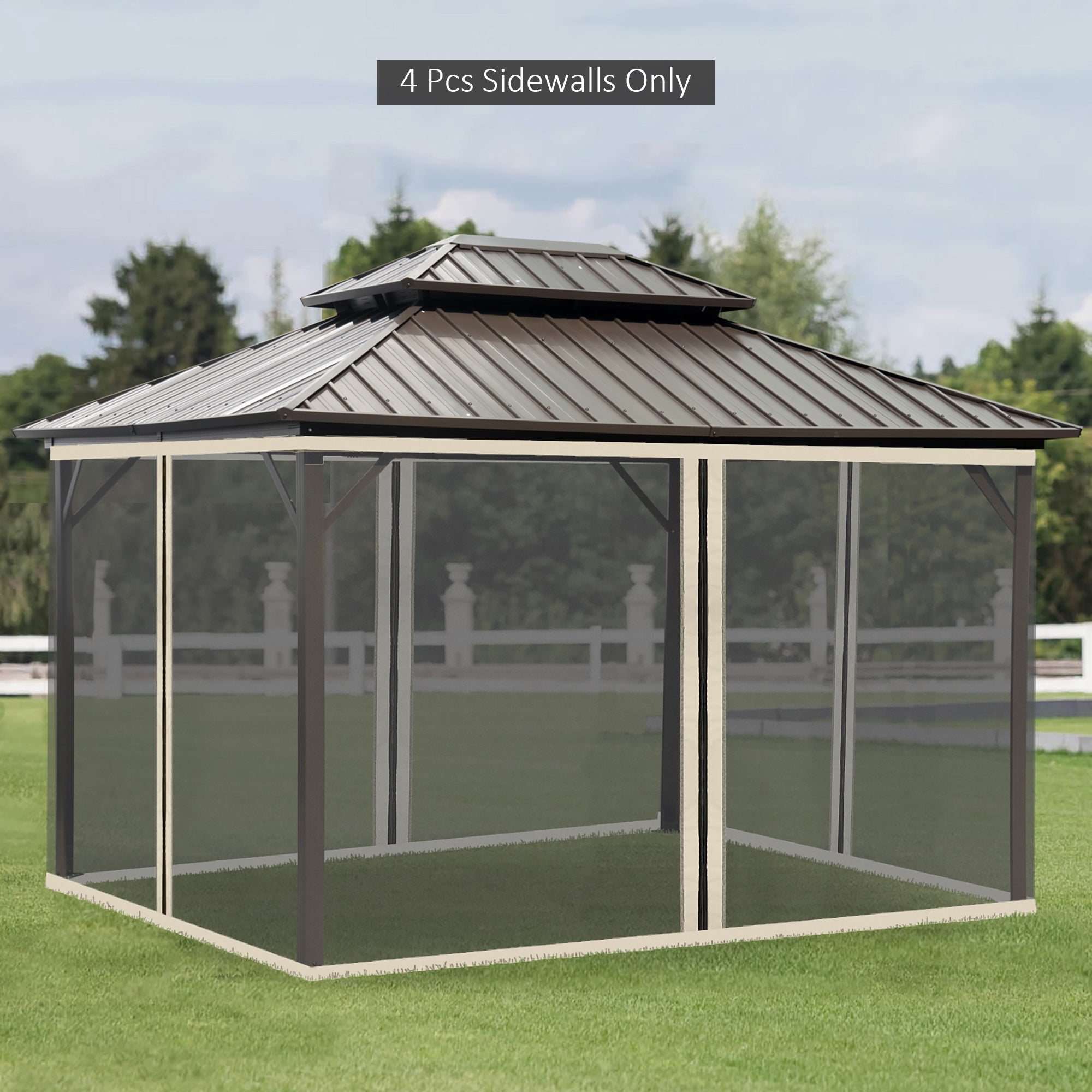 Replacement Mosquito Netting for Gazebo 10' x 12' Black Screen Walls for Canopy with Zippers, Cream White Gazebo Sidewalls at Gallery Canada