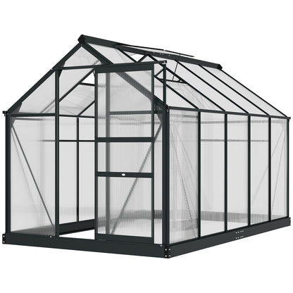 6' x 10' x 6.6' Polycarbonate Greenhouse, Walk-In Green House Kit Garden, Plants Grow, Galvanized Sheet Aluminum Frame with Rain Gutter, Vents and Sliding Door, Grey Walk In Greenhouses at Gallery Canada