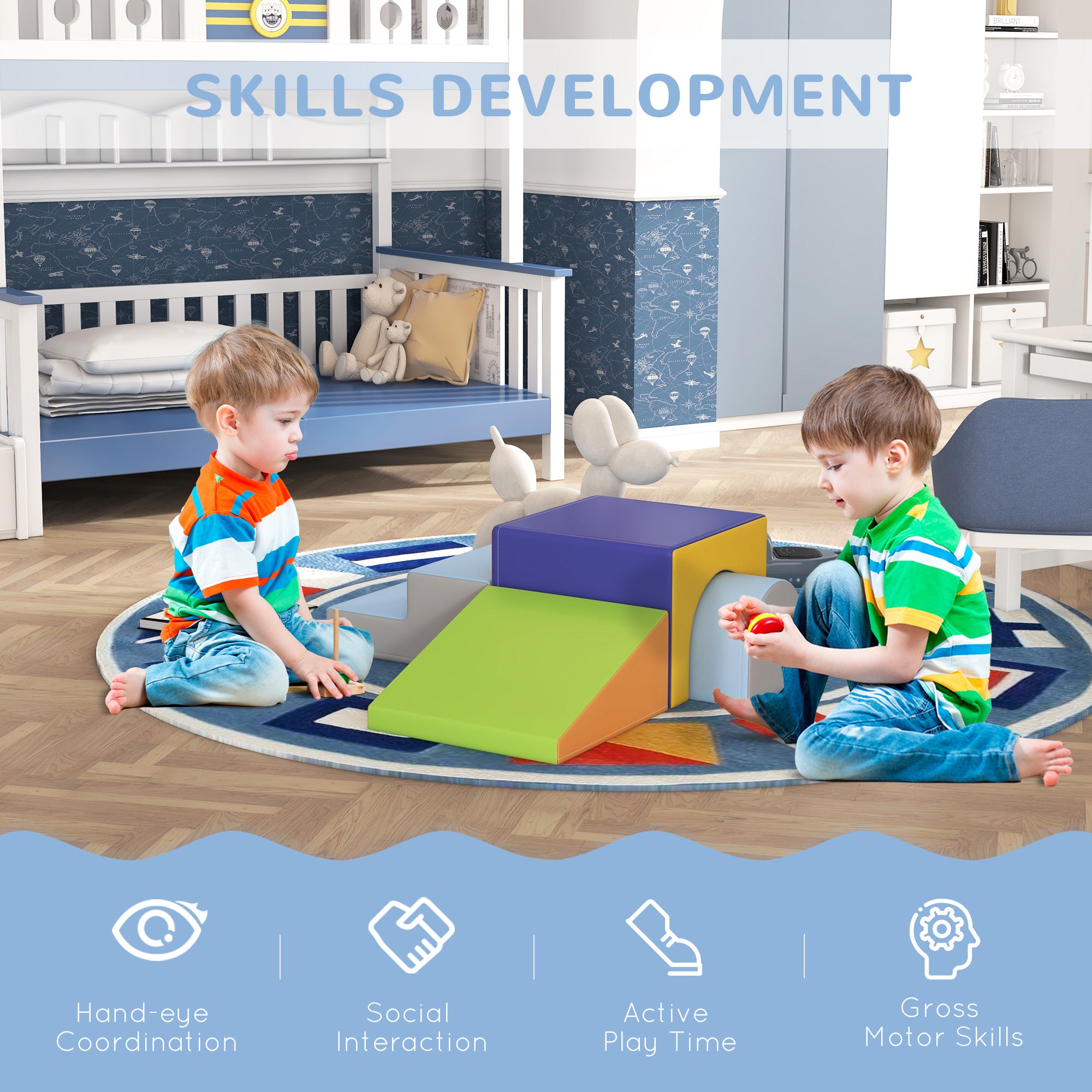 4 Piece Foam Play Set for Toddlers and Children, Dark Colour Baby Gym & Playmats   at Gallery Canada