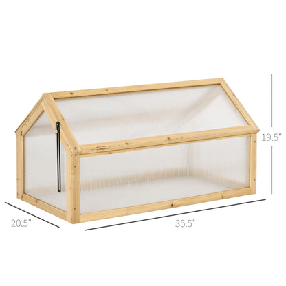 Portable Wooden Cold Frame Greenhouse Raised Planter with Openable Top, Light Brown Cold Frame Greenhouses   at Gallery Canada