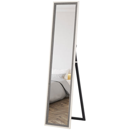 Floor Standing Mirror, Full Length Mirror, Free Standing, Leaning or Wall Mirror with Frame for Bedroom, Grey Wood Grain Full Length Mirrors   at Gallery Canada