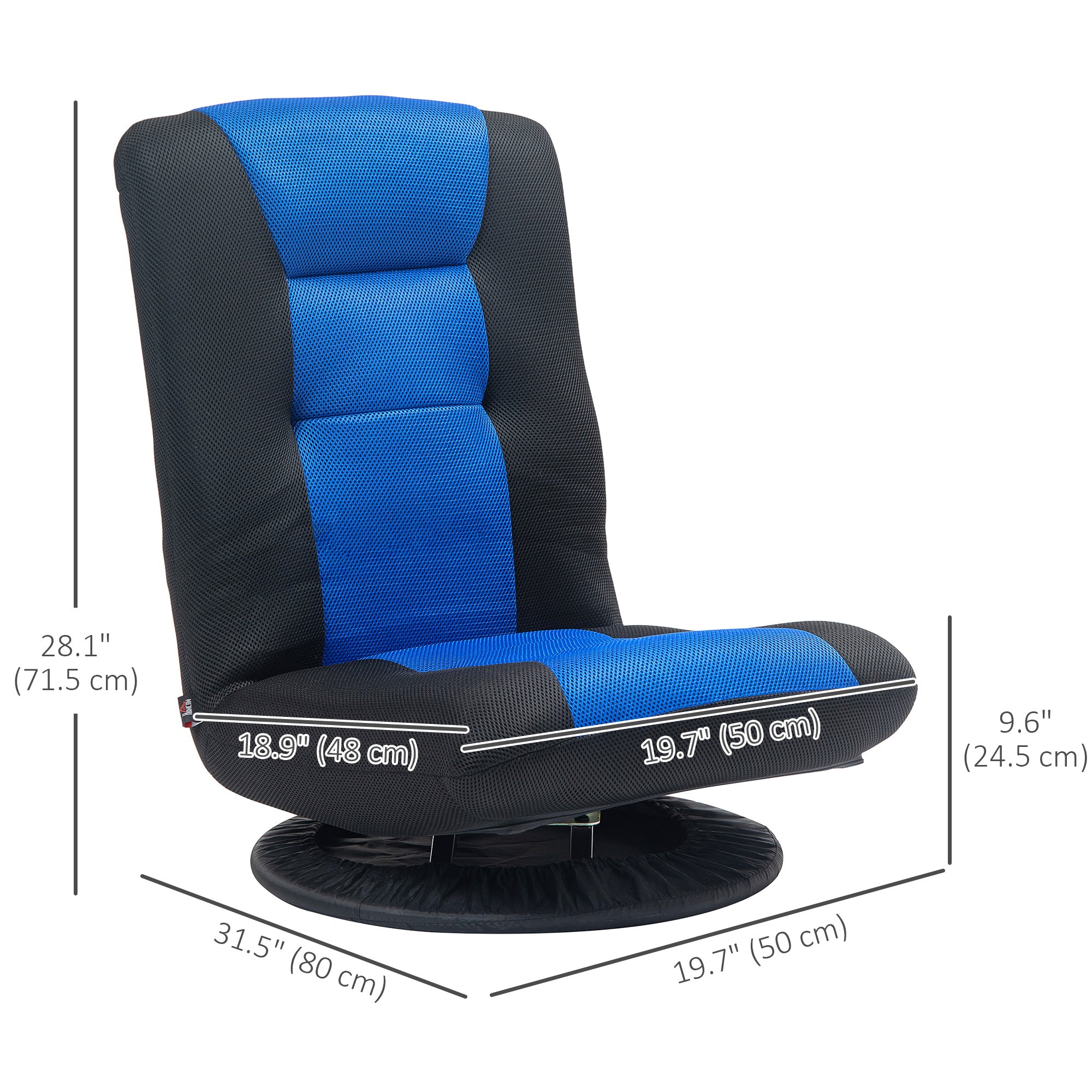 Folding Floor Chair for Adults Teens, 360 Degree Swivel Gaming Chair, 6 Positions Adjustable Lazy Sofa, Blue 2-Seater Sofas at Gallery Canada