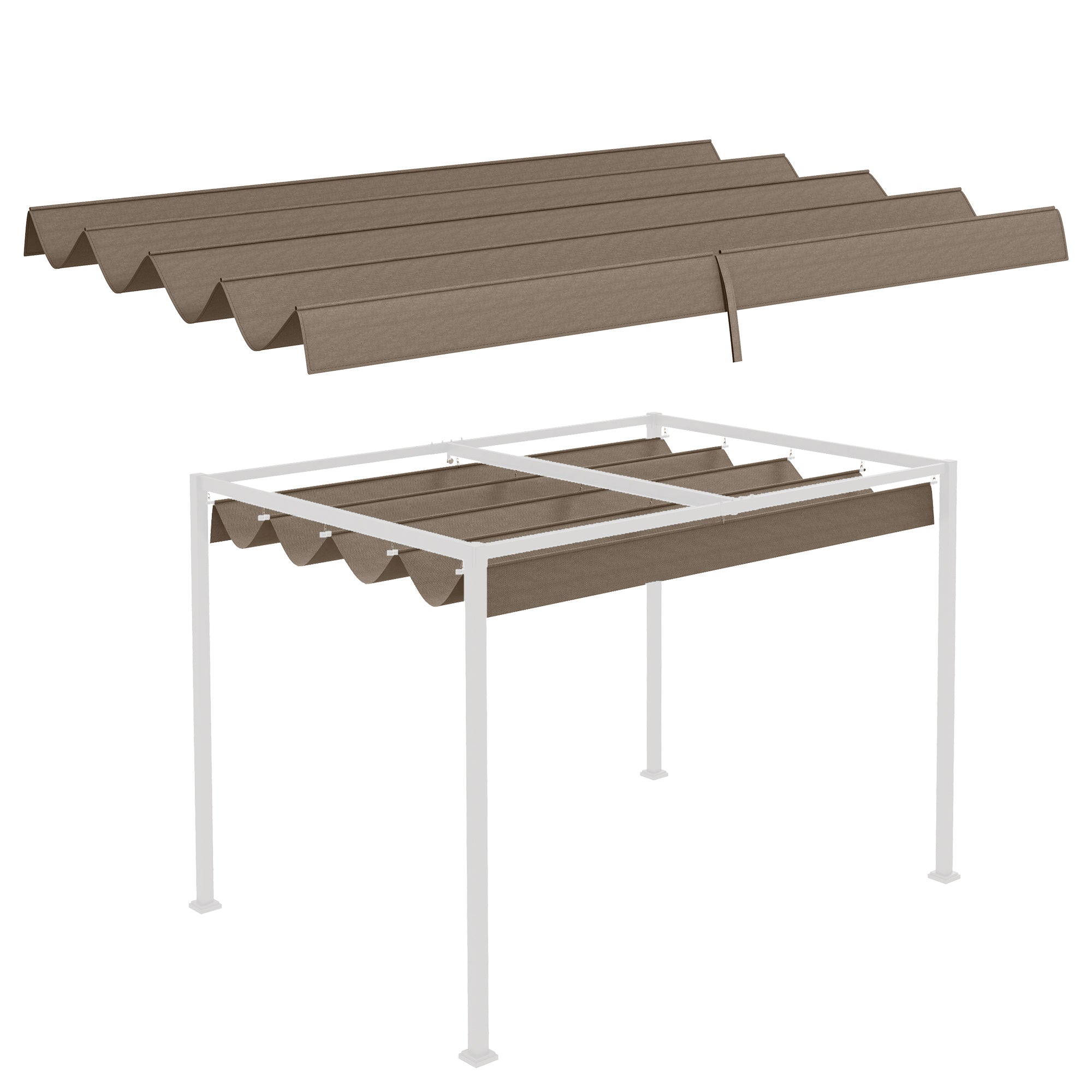 Pergola Canopy, Retractable Sun Shade Cover for 9.8' x 7.1' Pergola, UV30+ Protected, Coffee Gazebo Canopy Replacement at Gallery Canada