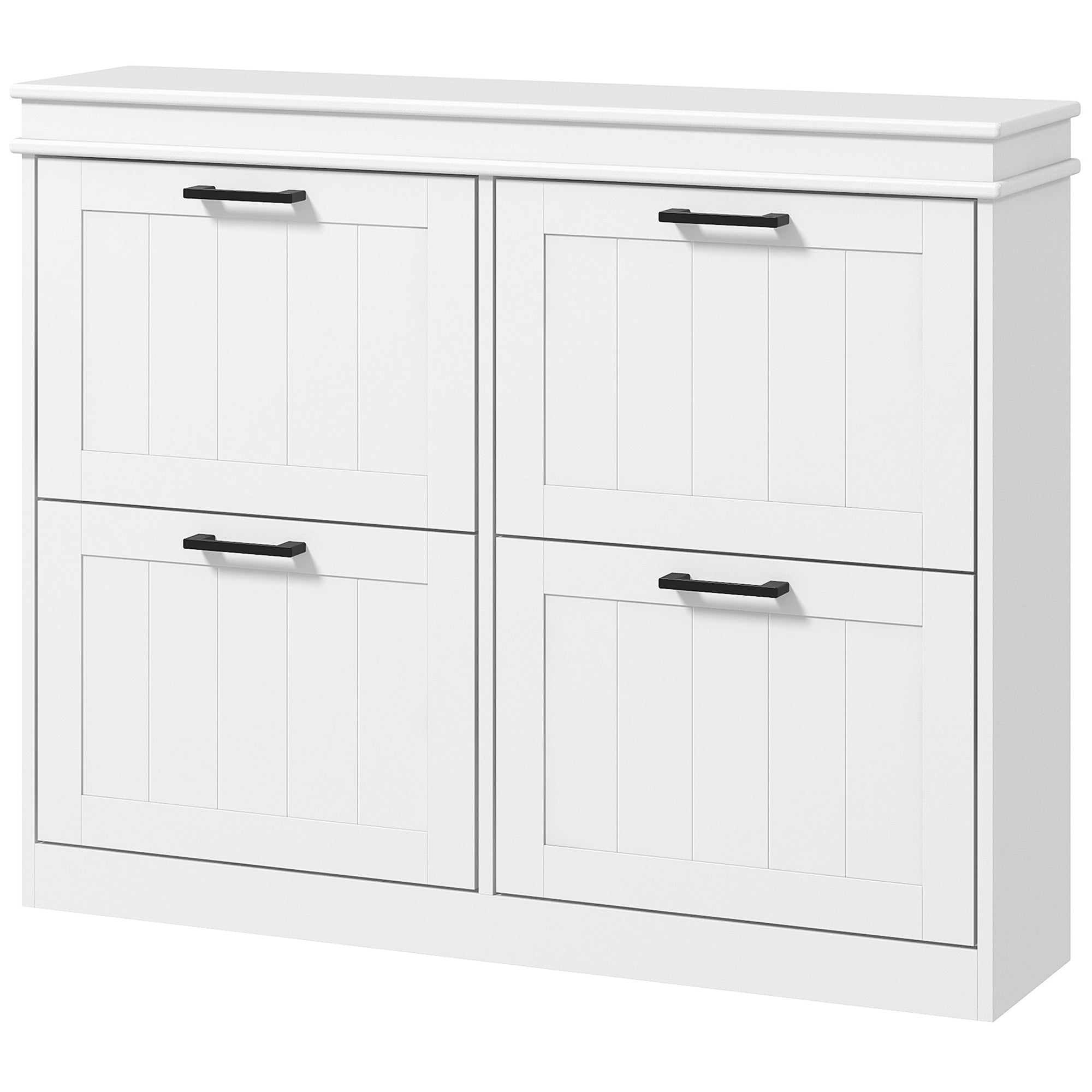 Shoe Storage Cabinet with 4 Flip Drawers and Adjustable Shelves, Narrow Shoe Cabinet for 20 Pairs of Shoes, White Shoe Storage Cabinets & Racks White  at Gallery Canada