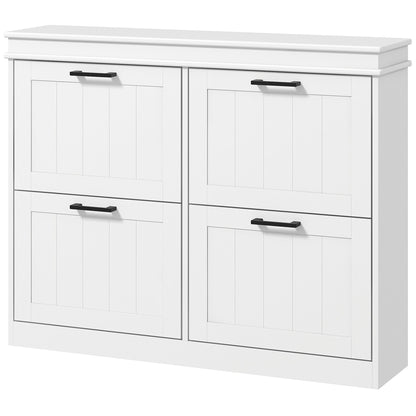 Shoe Storage Cabinet with 4 Flip Drawers and Adjustable Shelves, Narrow Shoe Cabinet for 20 Pairs of Shoes, White Shoe Storage Cabinets & Racks White  at Gallery Canada