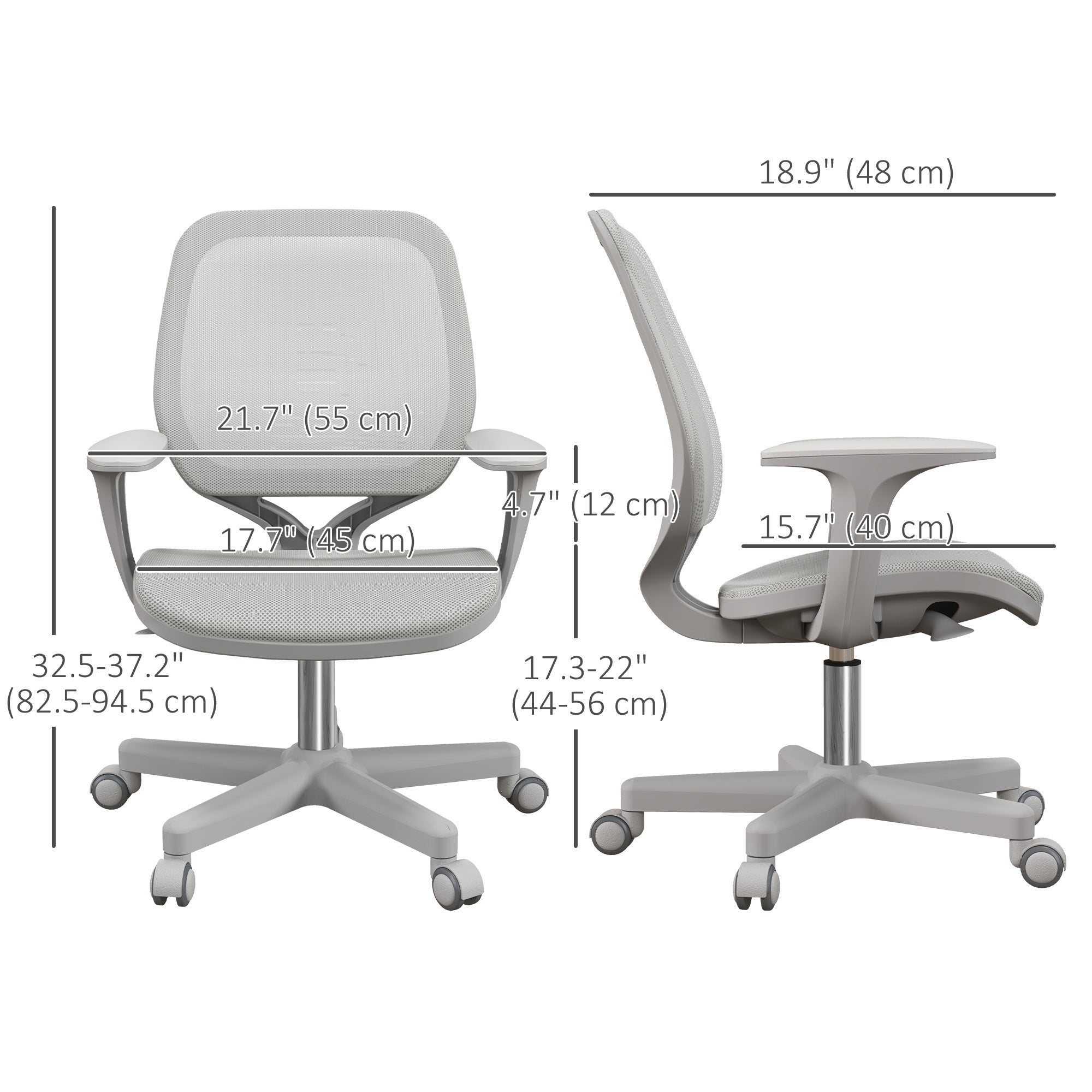 Office Chair, Small Computer Desk Chair with Mesh Back, Swivel Security Castors, Arm, Grey Office Chairs at Gallery Canada